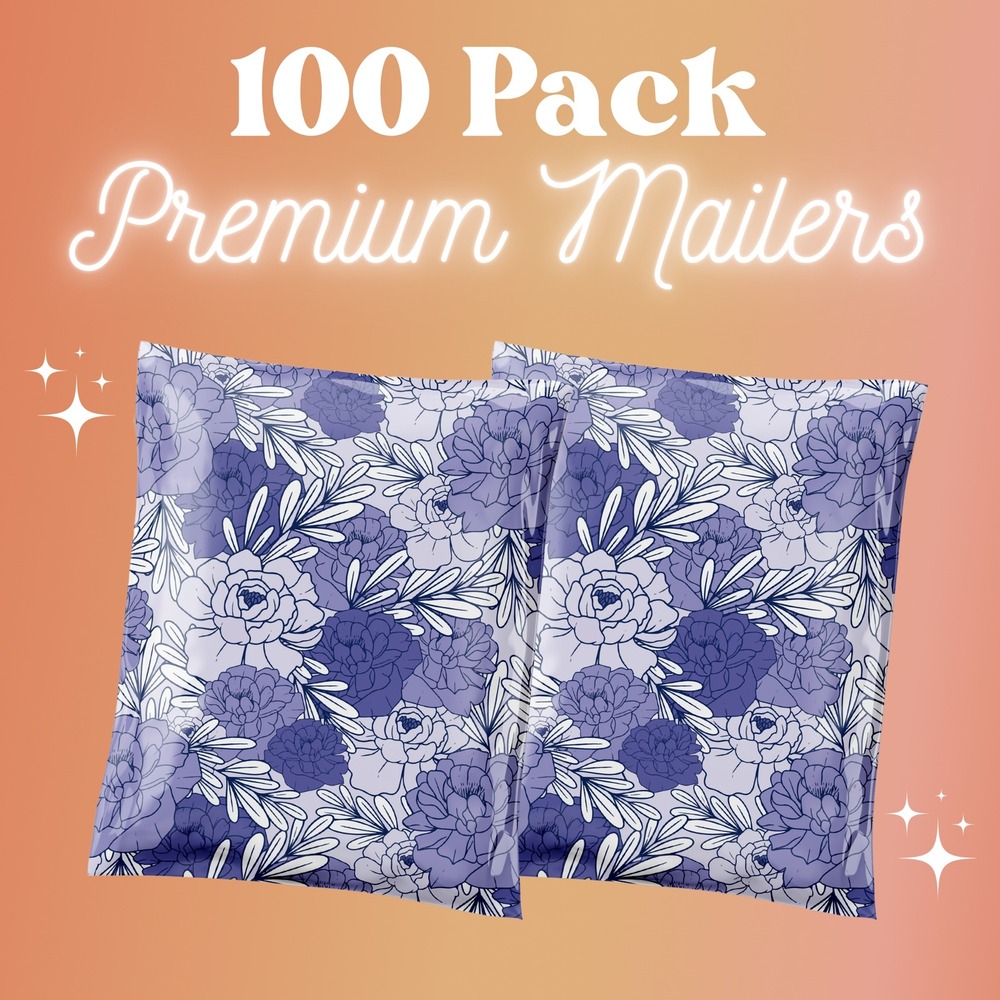 Lavender Floral Poly Mailers 10x13‎ Inch 100 Pack Shipping Supplies Peony